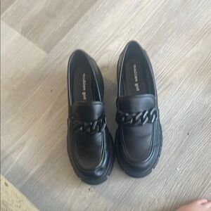 Black Chunky Chain Loafers